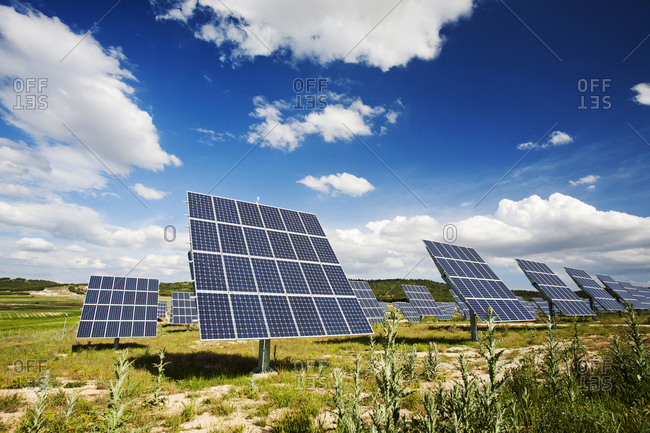 A photo voltaic solar power station near Caravaca, Murcia, Spain.