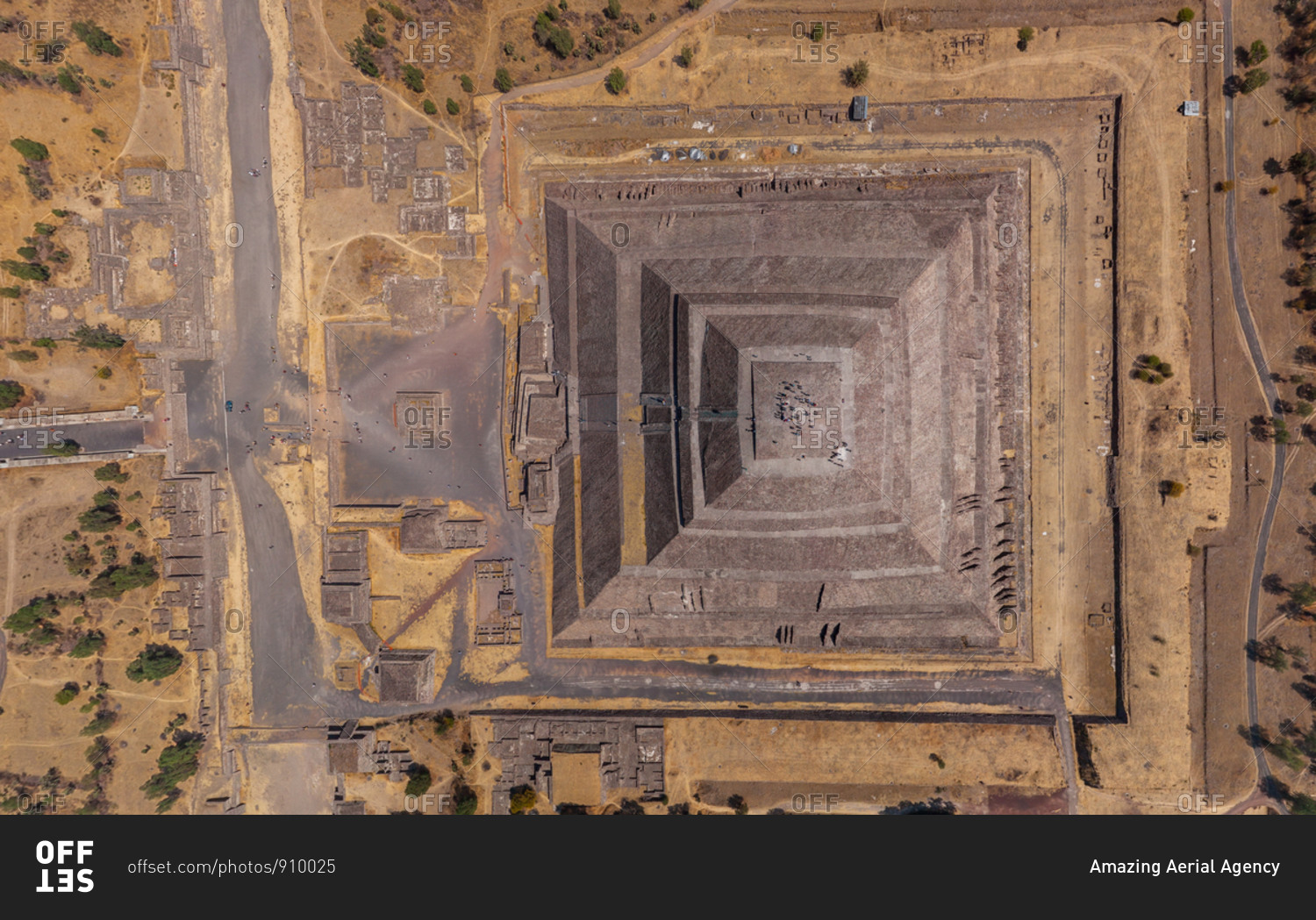 Aerial view of the Pyramid of the Sun, Teotihuacan, Mexico