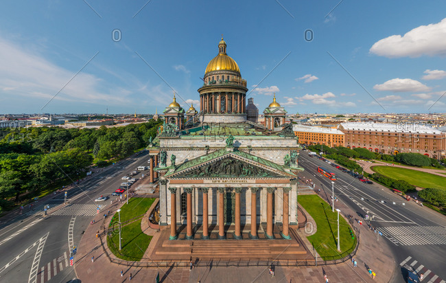 July 13, 2013: Aerial view of Saint Isaac's Cathedral, St. Petersburg, Russia