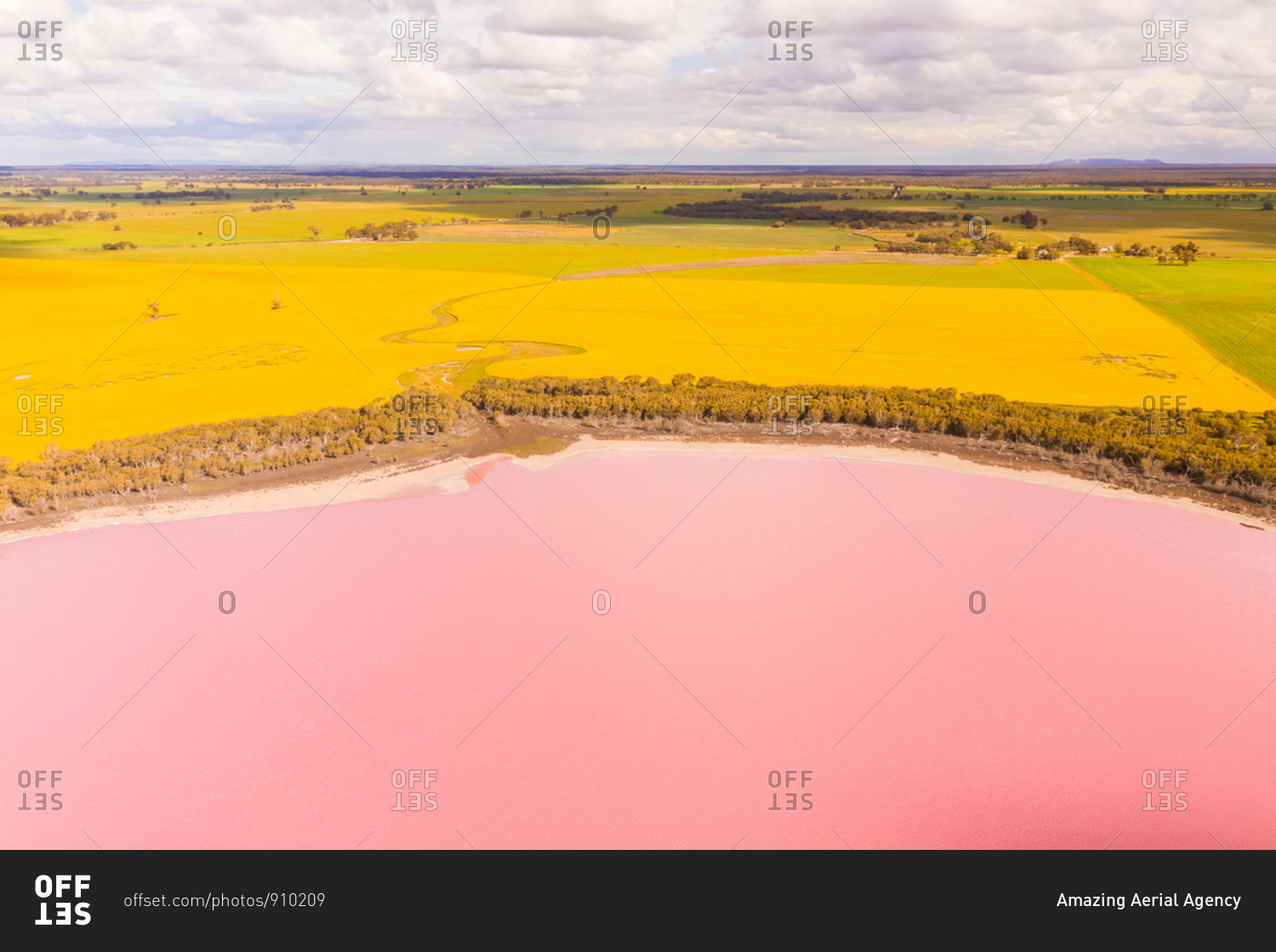 Aerial view of a pink lake, Dimboola, Victoria, Australia