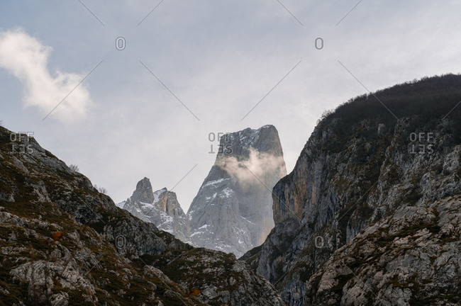 Dramatic landscape of mountains in peaks of Europe, Asturias, Spain