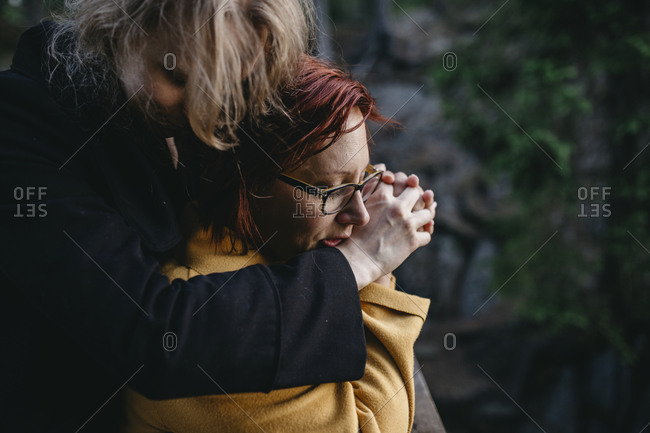 Female couple hugging - Offset Collection