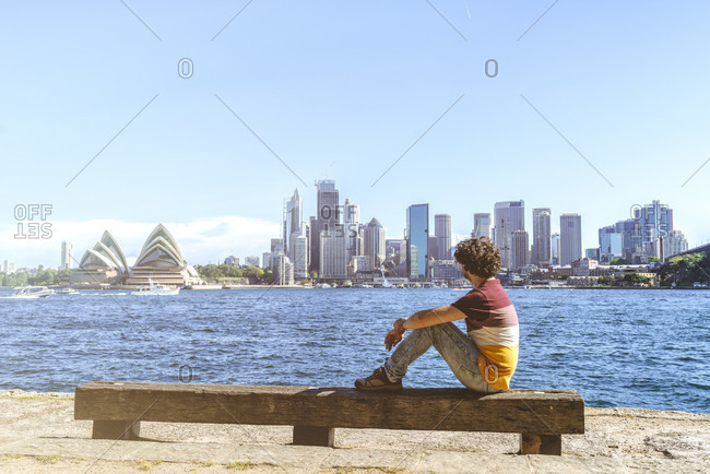 Man looking at Sydney skyline