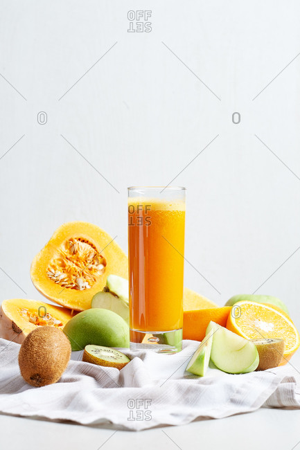 Fresh mix detox pumpkin apple orange juice