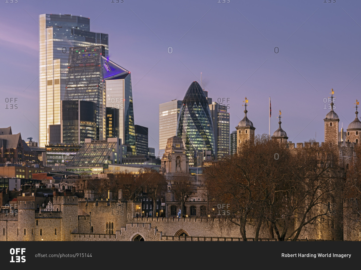 City of London skyline with The Tower of London, the Gherkin, Scalpel and Twenty Two Bishopsgate, the tallest building in the City, London, England, United Kingdom, Europe