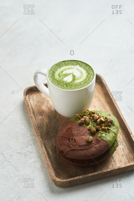 matcha green tea cup stock photos - OFFSET