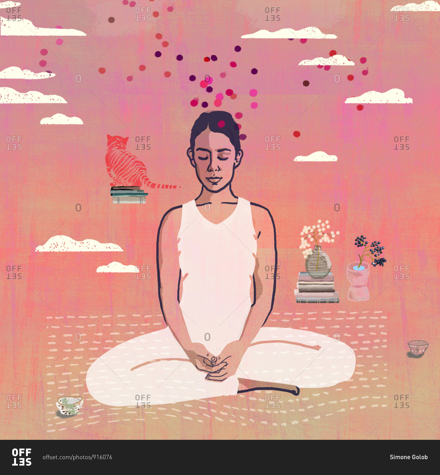 Woman in yoga lotus pose stock photo - OFFSET