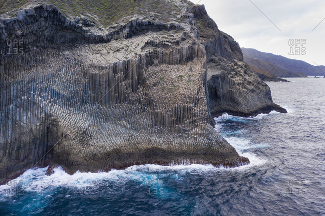 Spain- Canary Islands- La Gomera- Vallehermoso- Los Organos basalt rock formation- Organ Pipe Rock