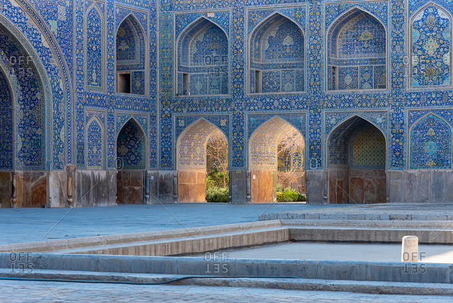 Tilework on walls of Imam Mosque, Imam Square in Isfahan, Iran