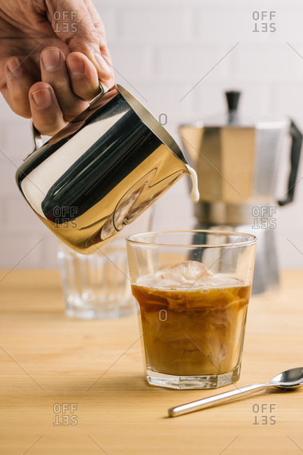 coffee foam in a disposable cup Stock Photo