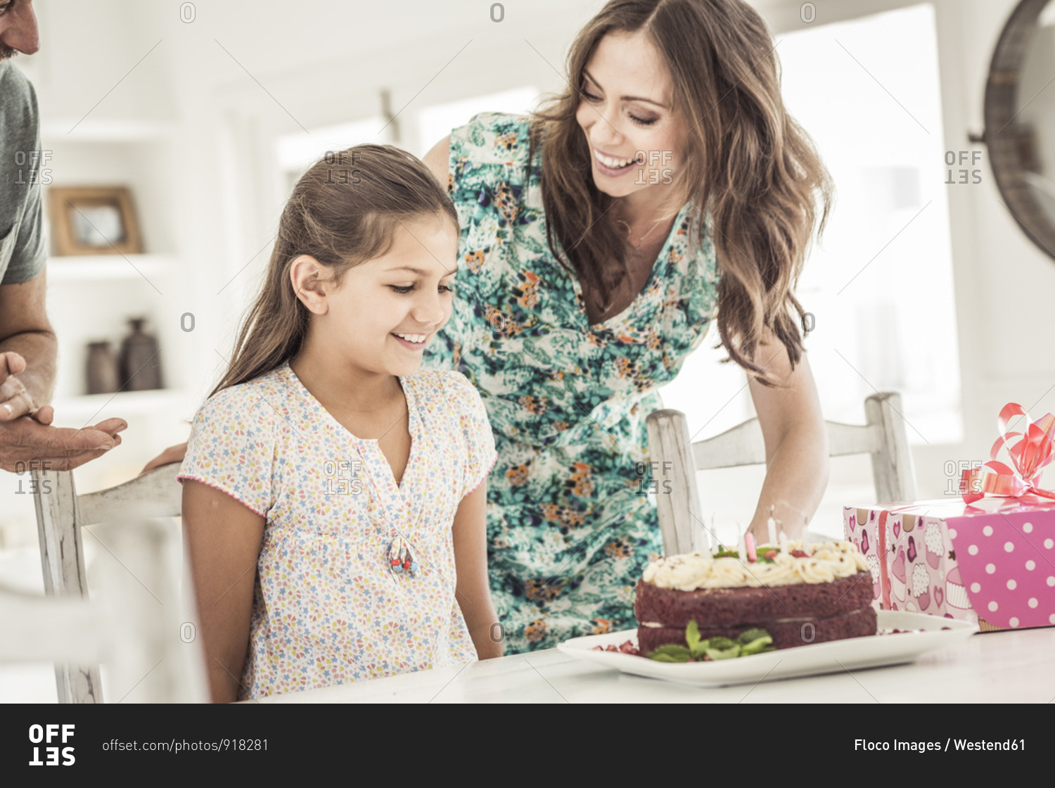 Father and mother celebrating daughter's birthday stock
photo - OFFSET