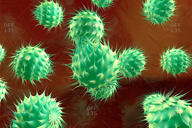 3D Rendered Illustration- visualization of generic germs or bacteria