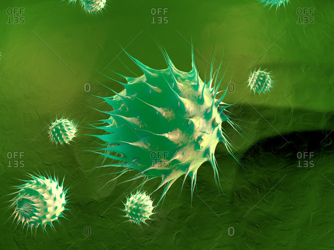 3D Rendered Illustration- visualization of generic germs or bacteria