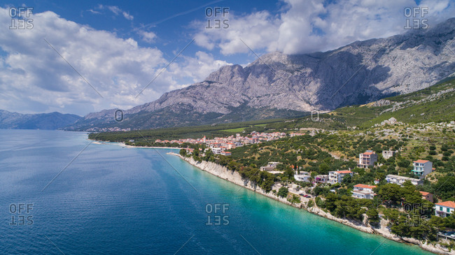 Aerial view of Promajna, touristic place near Baka Voda in Dalmatia, Croatia.