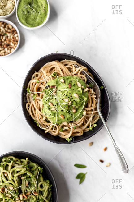 Fresh Pasta Bowl with Green Pesto