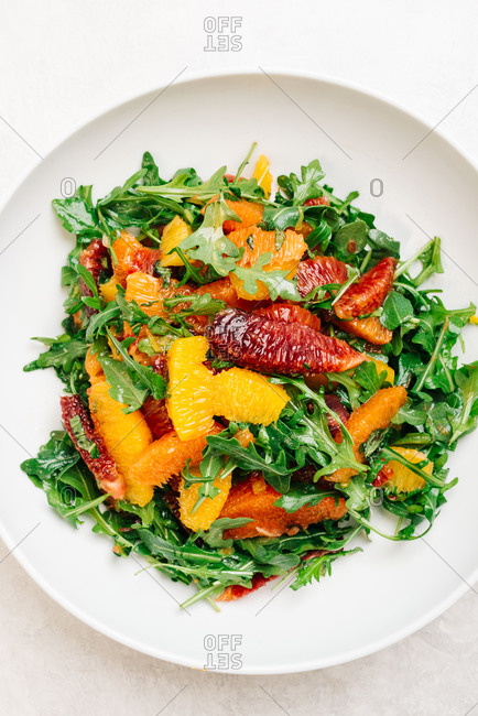Citrus Arugula Salad with blood orange, cara cara and naval oranges