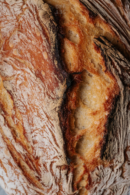 Texture of homemade artisan bread