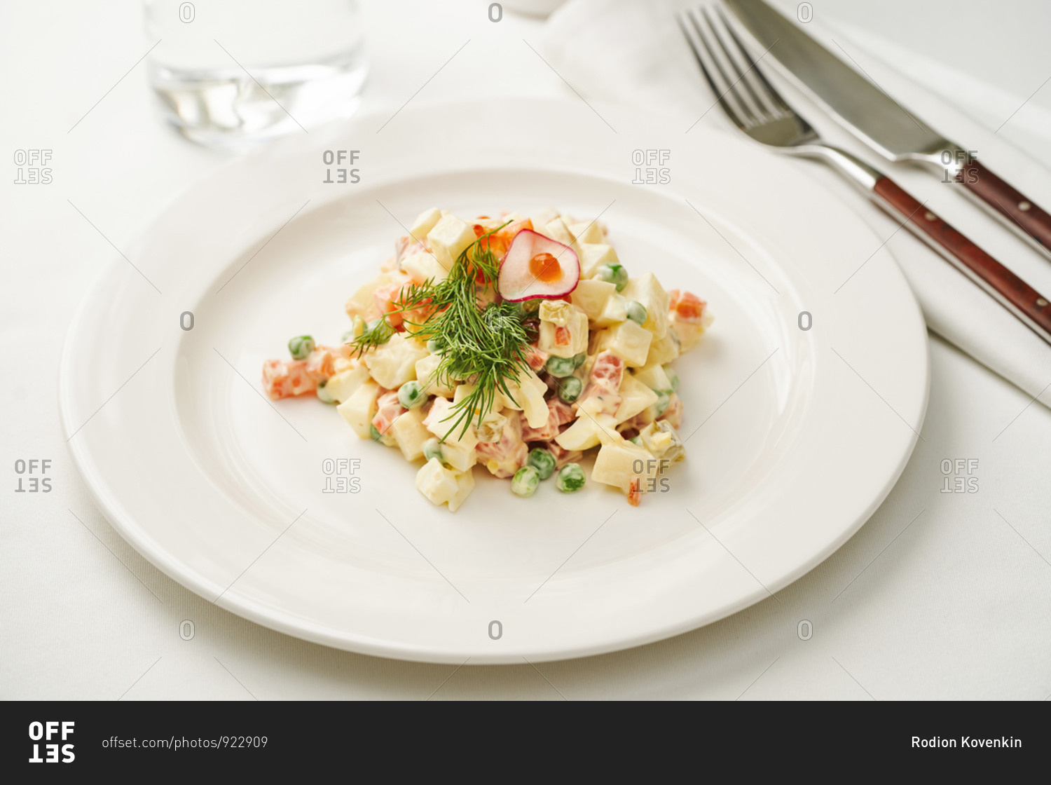 Salad Olivier, Russian potato salad with caviar