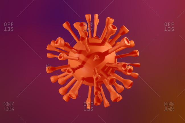 3D Rendered Illustration- simplified cartoon version of the COVID19 Virus- also known as Coronavirus