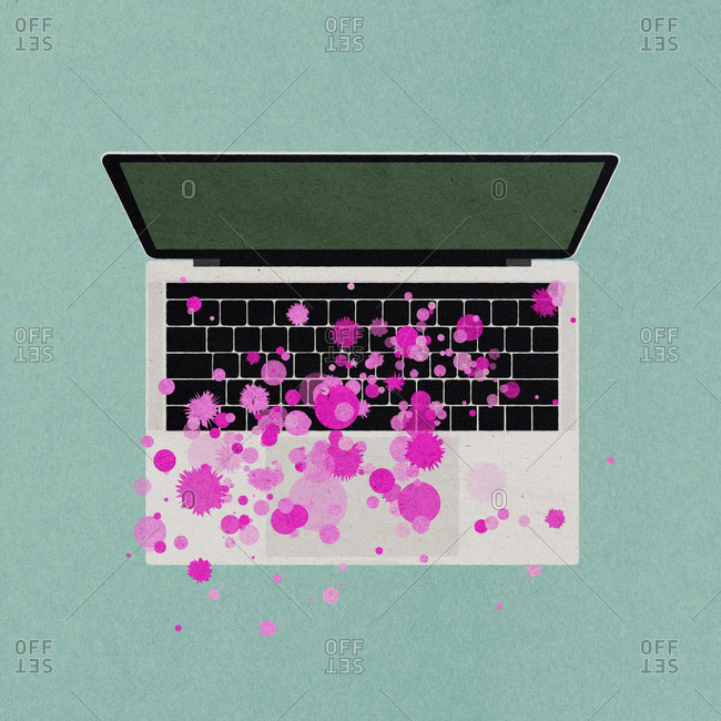 Laptop infected with Coronavirus - Offset