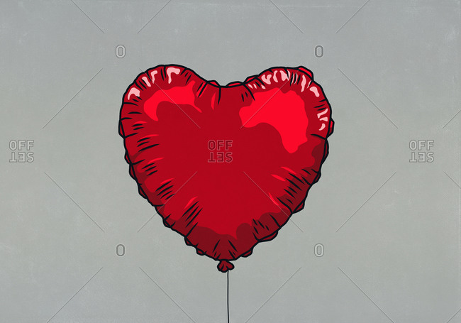 Red heart shape helium balloon