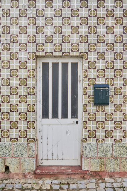 Cabanas de Tavira, Portugal - January 26, 2020: Home with decorated tile around door in Tavira, Algarve, Portugal
