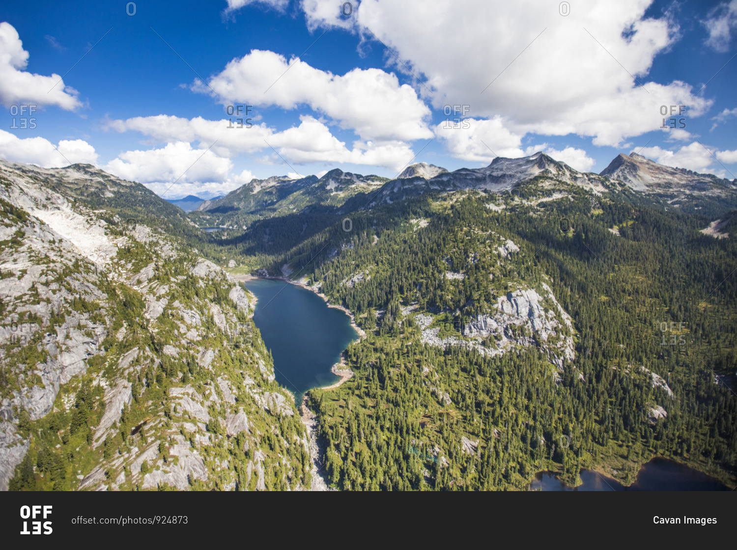 Aerial view of mountain landscape in British Columbia, Canada. stock ...