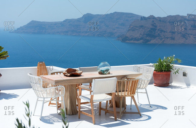 View Terrace Mediterranean Sea Greece Stock Photo by
