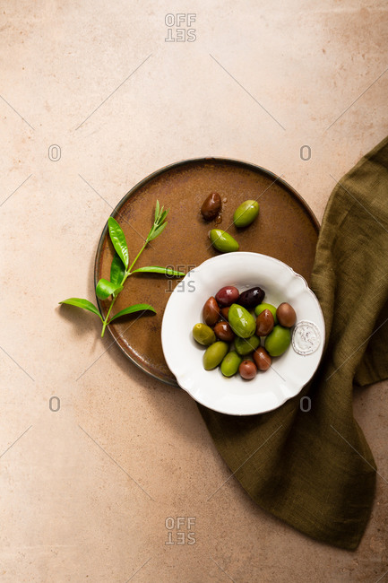 Variety of olives in a bowl