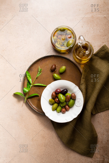 Fresh variety of olives in a bowl