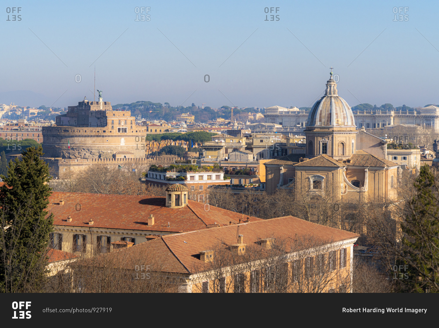 Castel Sant\'Angelo, UNESCO World Heritage Site, seen from Gianicolo Hill, Rome, Lazio, Italy, Europe
