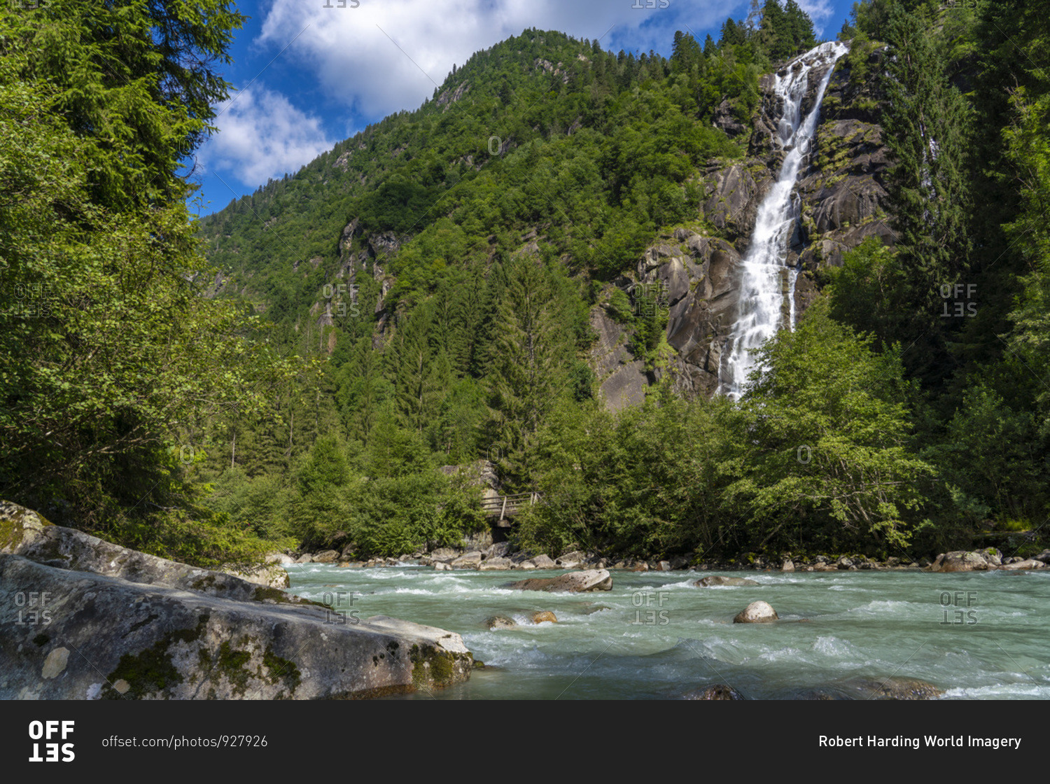 Nardis Waterfall and Sarca River, Genova Valley, Trentino, Dolomites, Italy, Europe