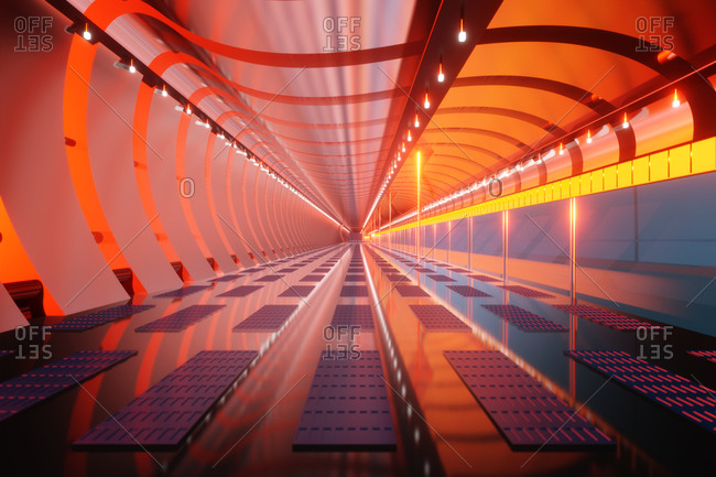 Three dimensional render of futuristic corridor