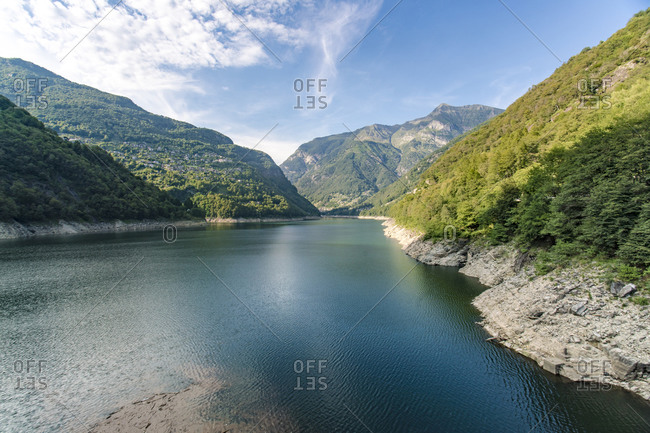Lago di vogorno in Tessin by the Contra Dam Verzasca Dam