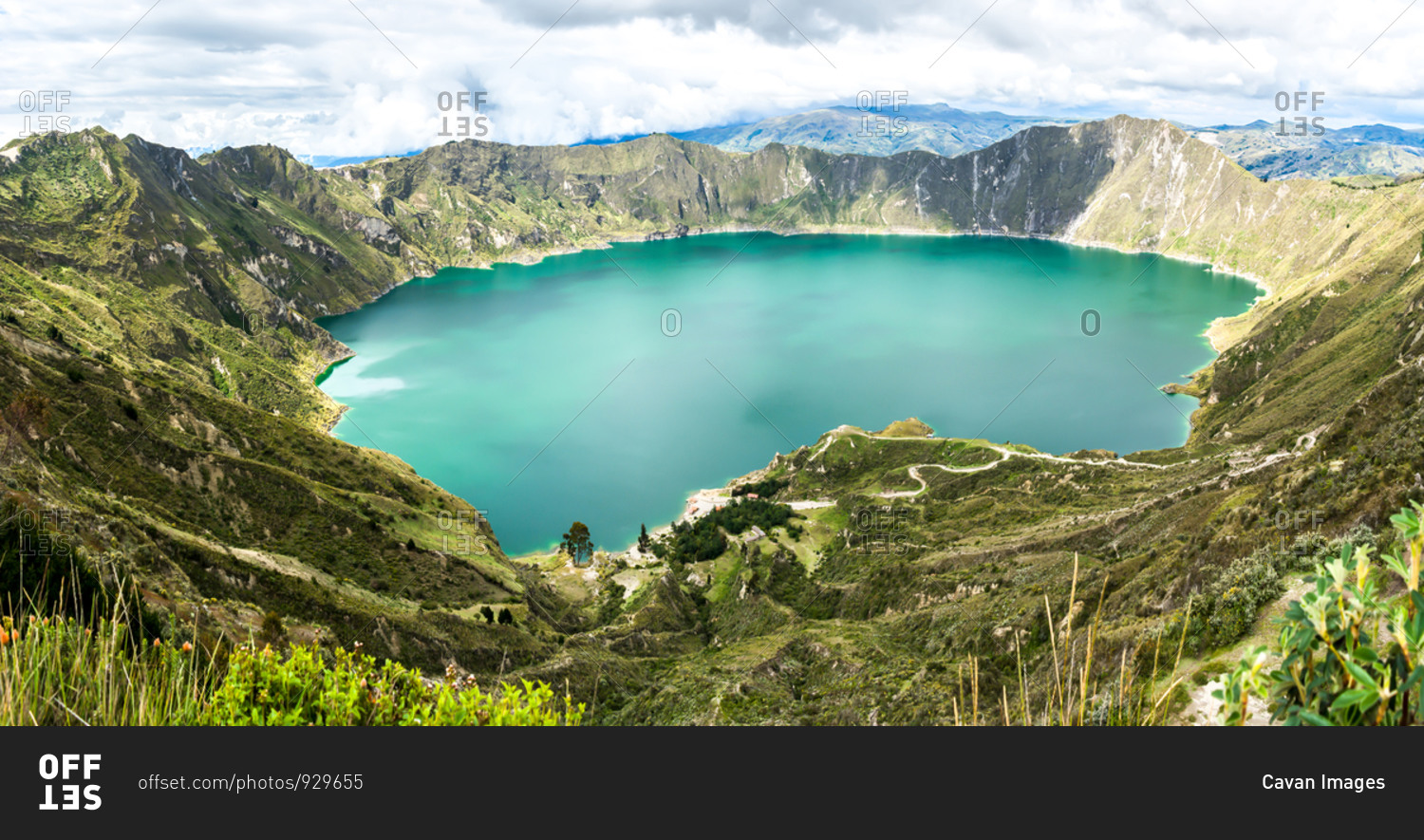 Amazing Quilotoa Lake in Ecuador Andes stock photo - OFFSET