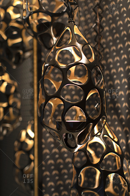 Decorative black and gold light fixture