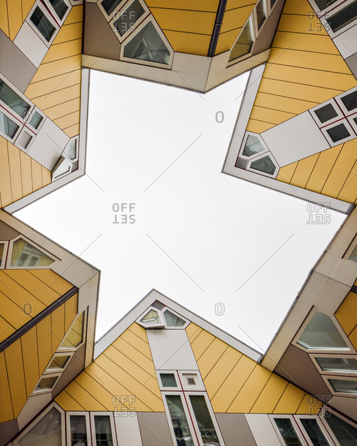 February 26, 2020: Cube houses (Dutch: Kubuswoningen) are a set of innovative houses built in Rotterdam in the Netherlands, designed by architect Piet Blom and based on the concept of "living as an urban roof": high density housing with sufficient space on the ground level, since its main purpose is to optimise the space inside