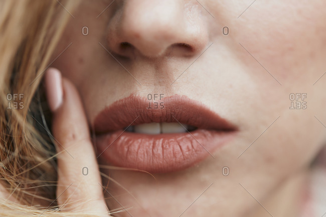 Extreme close up portrait of a woman's lips
