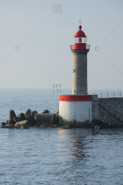 June 2, 2017: Lighthouses at the port of Bastia, Haute Corse, Corsica, France