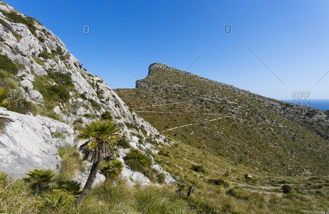 Spain, Balearic Islands, Majorca, Pollenca, Formentor Peninsula, Footpath to Cala Murta, Serpentine, Cami Vell del Far