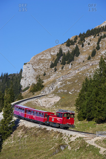 October 15, 2017: Austria, Salzkammergut, Saint Wolfgang, Schafberg, rack railway,