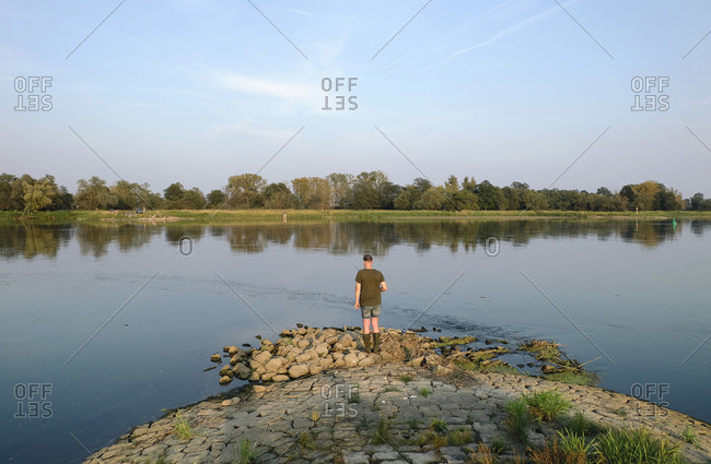 Angler, hunting, Oder, river, Brandenburg, Oderbruch, Germany