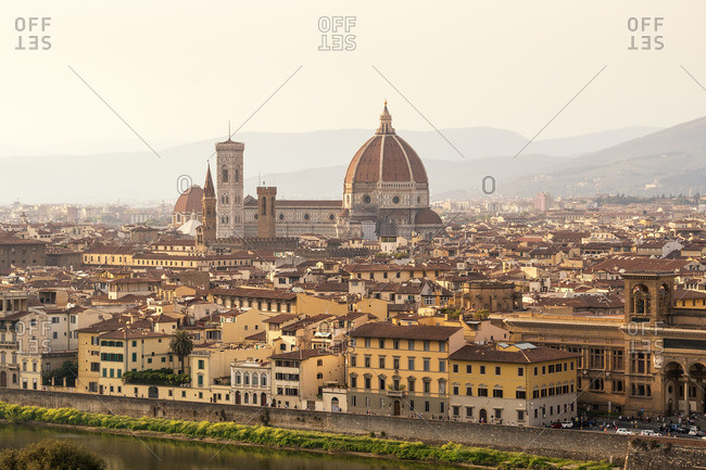 April 27, 2018: Florence, view from Piazzale Michelangelo, evening mood