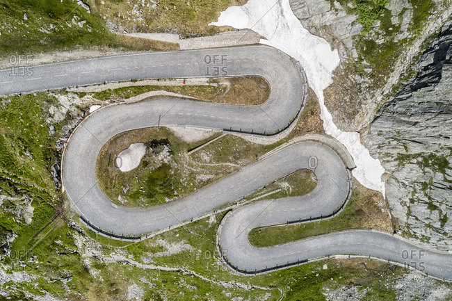 Aerial photo Tremola, pass road Gotthardpass, canton Ticino, Switzerland