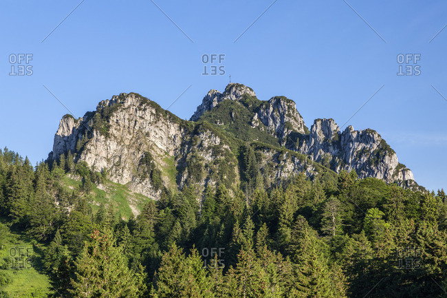 View from Piesenhauser alp on Kampenwand, Chiemgau Alps, Marquartstein, Chiemgau, Upper Bavaria, Southern Germany, Germany, Europe