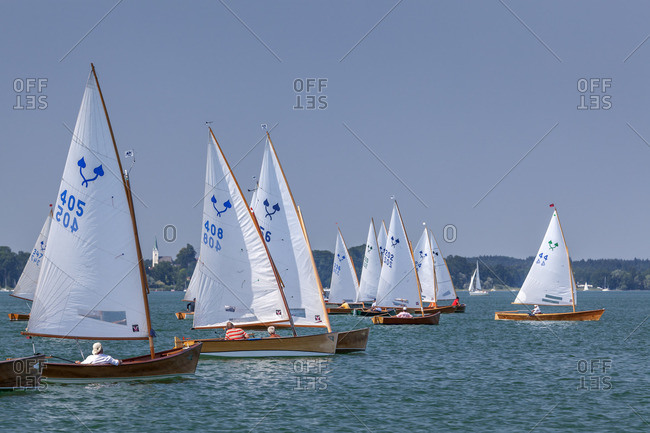 July 11, 2015: Sailor Chiemseeplatte on the Chiemsee, Chiemgau, Upper Bavaria, Bavaria, southern Germany, Germany, Europe