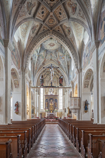 April 6, 2015: Monastery church St. Lambert of the Seeon monastery, Seeon-Seebruck, Chiemgau, Upper Bavaria, Bavaria, southern Germany, Germany, Europe