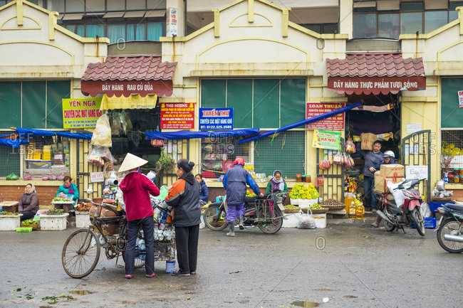 Hanoi, Vietnam - February 4, 2015: Dong Xuan Market, Hoan Kiem Old Quarter, Hanoi, Vietnam