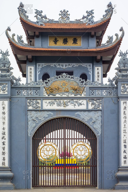 Vietnam, Quang Ninh, Ung By - February 7, 2015: Gate of Chua Trinh Pagoda, Quang Ninh Province, Vietnam