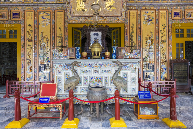 Huong Thuy, Thua Thien Hue, Vietnam - February 24, 2015: Interior of Tomb of Khai Dinh, Hue, Vietnam